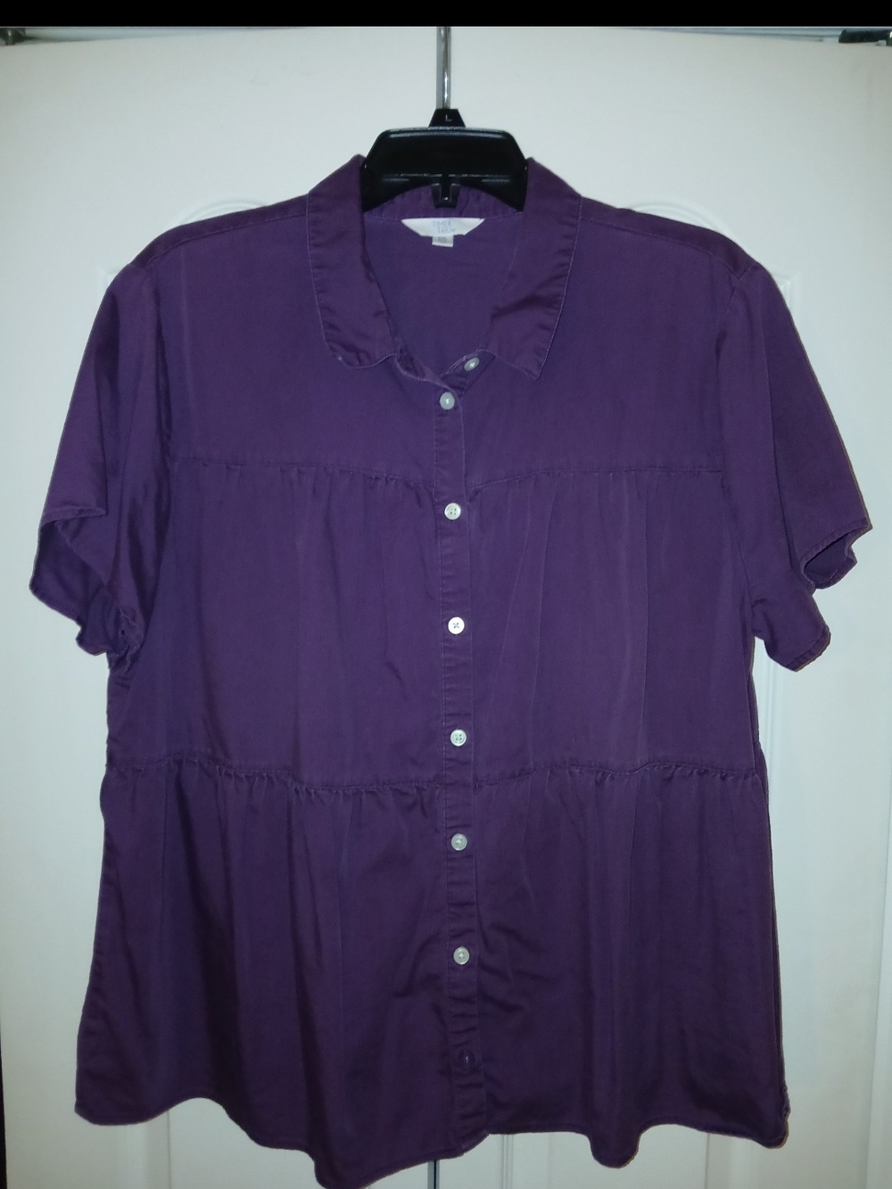 Time & Tru Purple Button Front Top Size XXL